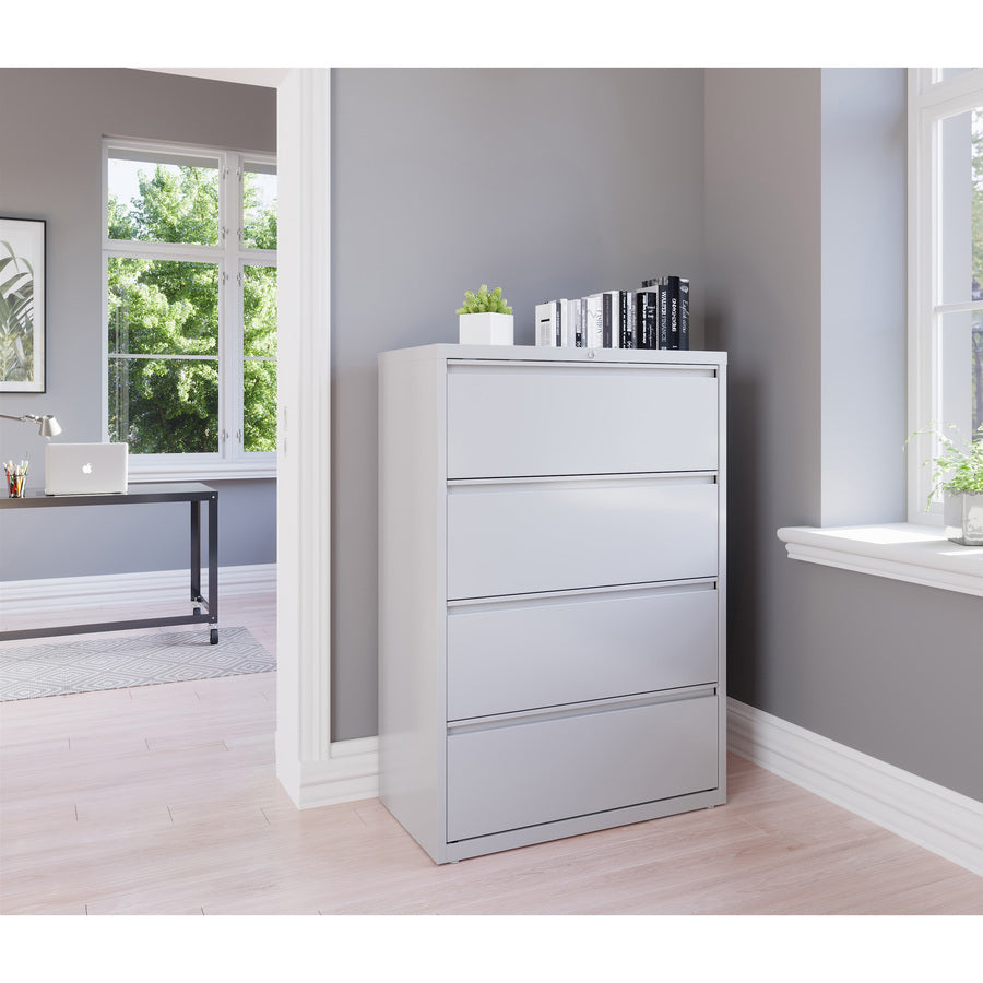 Image of Lorell Lateral File, 4-Drawer, 36"x18-5/8"x52-1/2", Lt Gray