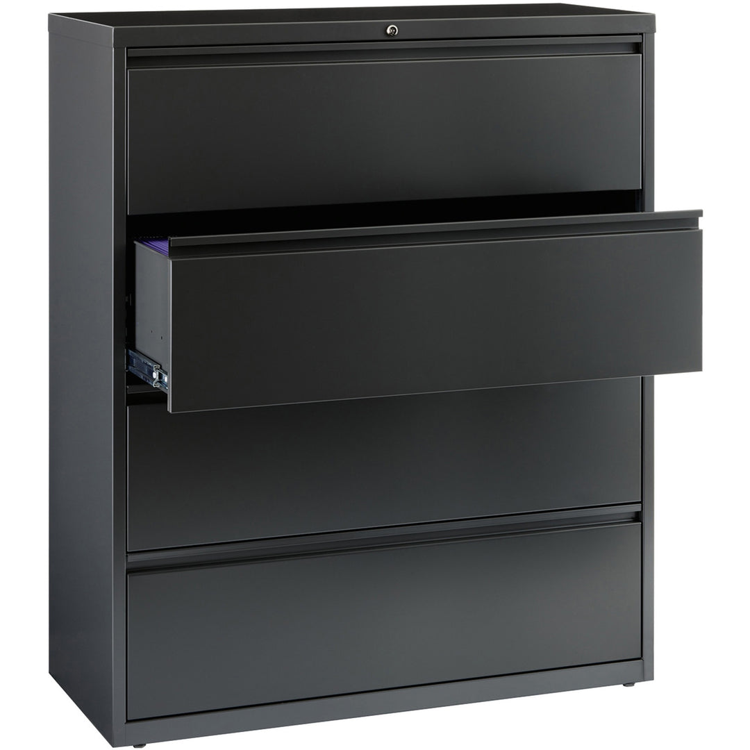 Image of Lorell Lateral File, 4-Drawer, 42"x18-5/8"x52-1/2", Charcoal