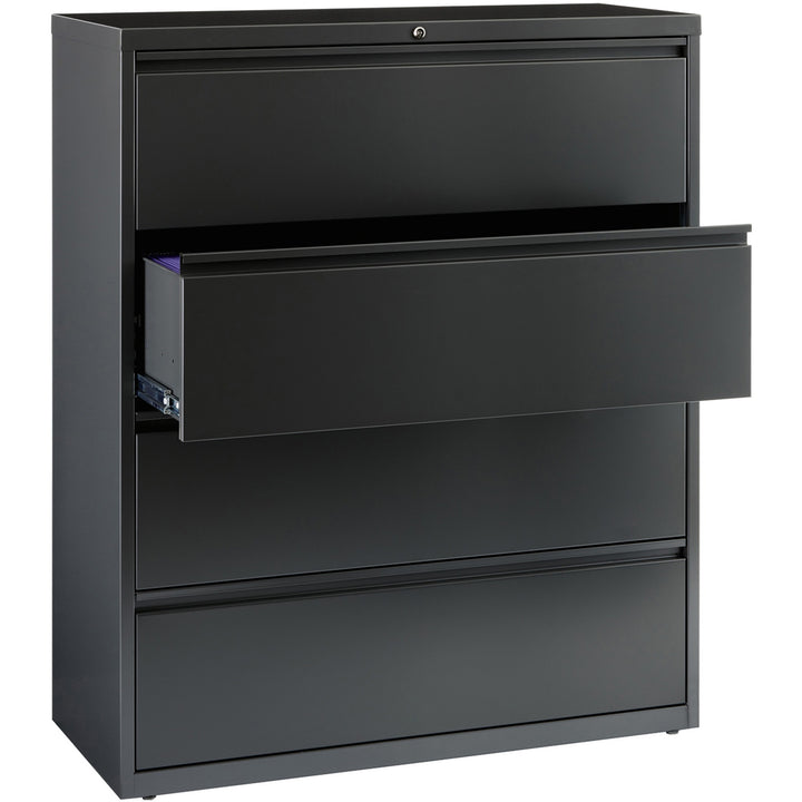 Image of Lorell Lateral File, 4-Drawer, 42"x18-5/8"x52-1/2", Charcoal