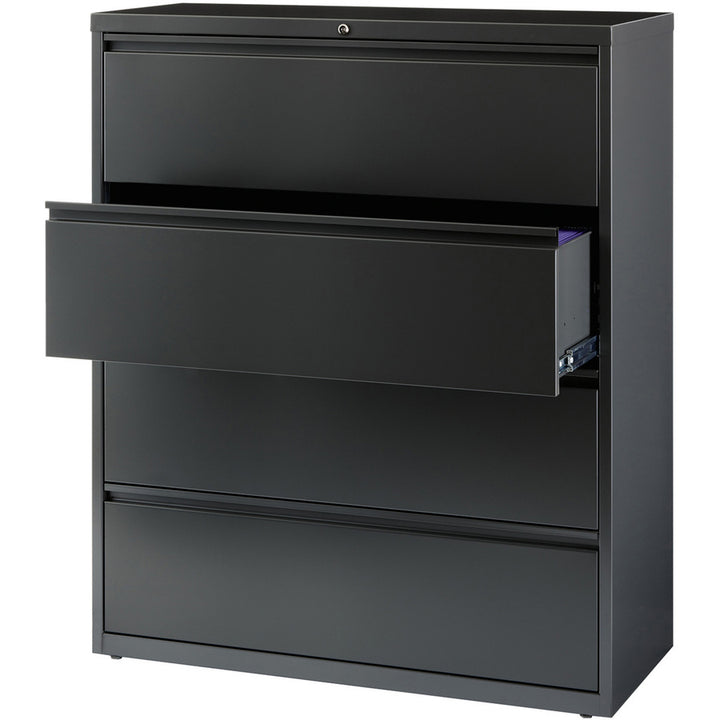 Image of Lorell Lateral File, 4-Drawer, 42"x18-5/8"x52-1/2", Charcoal