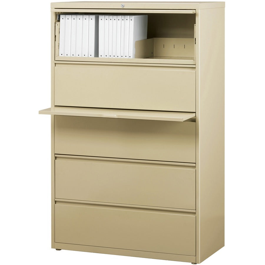 Image of Lorell Lateral File, 5-Drawer, 36"x18-5/8"x67-5/8", Putty