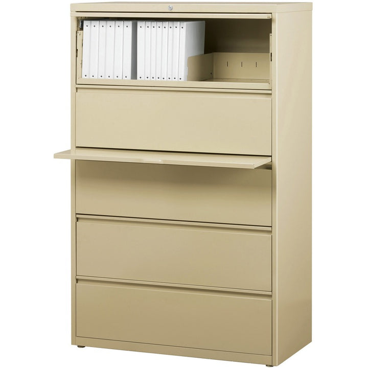 Image of Lorell Lateral File, 5-Drawer, 36"x18-5/8"x67-5/8", Putty