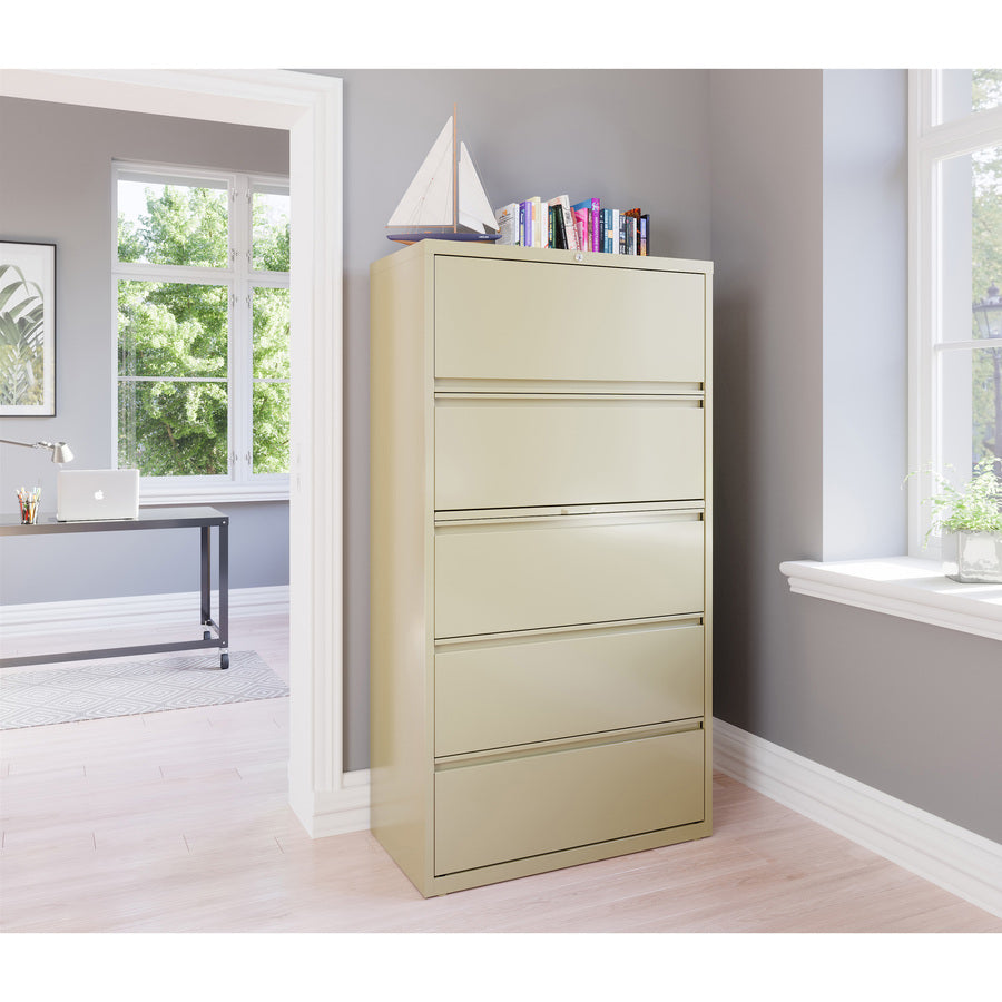Image of Lorell Lateral File, 5-Drawer, 36"x18-5/8"x67-5/8", Putty