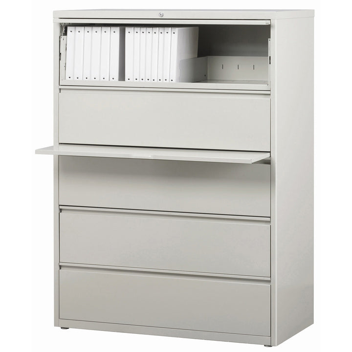 Image of Lorell Lateral File,5-Drawer,42"x18-5/8"x67-5/8", Lt Gray
