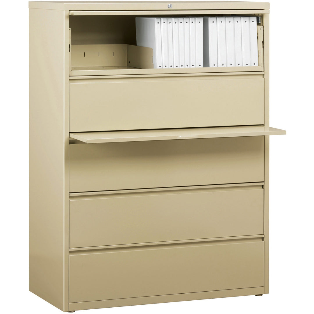 Image of Lorell Lateral File, 5-Drawer, 42"x18-5/8"x67-5/8", Putty