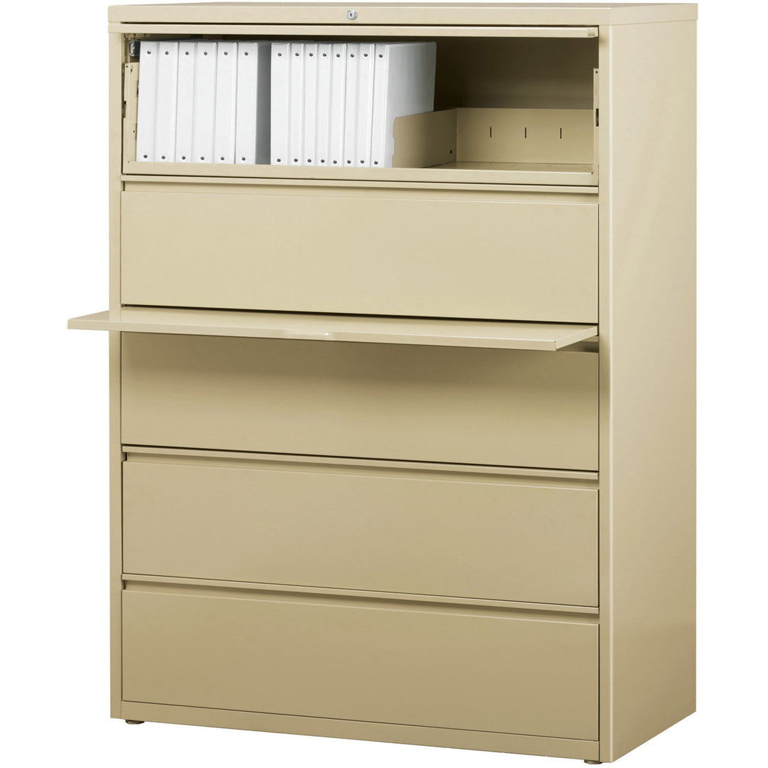 Image of Lorell Lateral File, 5-Drawer, 42"x18-5/8"x67-5/8", Putty