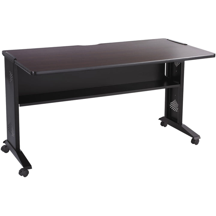 Image of Safco® Mobile Computer Desk With Reversible Top, 53.5" X 28" X 30", Mahogany/medium Oak/black