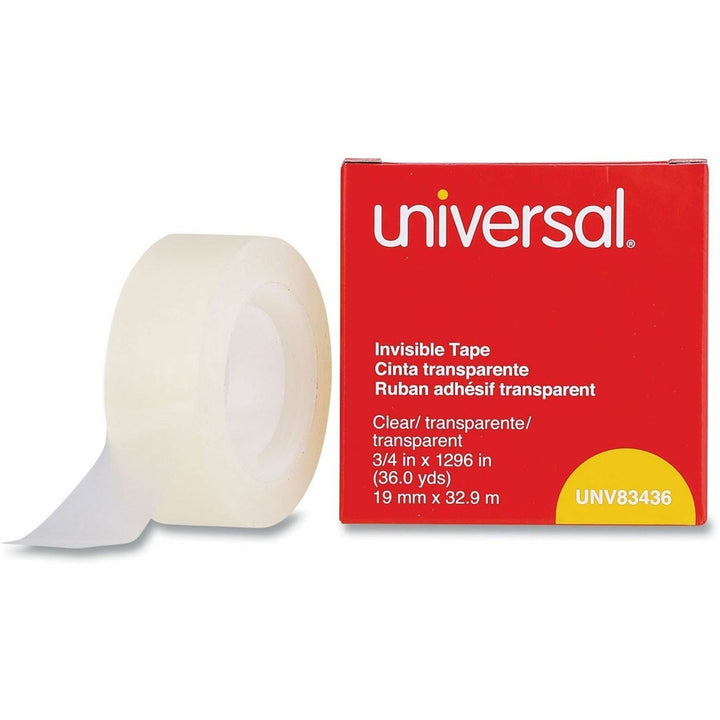 Image of Universal UNV83436 Invisible Tape, 1" Core, 0.75" x 36 yds, Clear