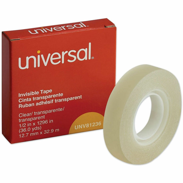 Image of Universal UNV81236 Invisible Tape, 1" Core, 0.5" x 36 yds, Clear