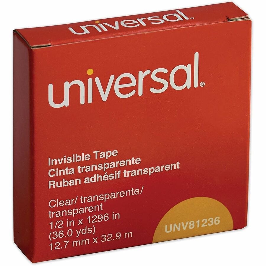 Image of Universal UNV81236 Invisible Tape, 1" Core, 0.5" x 36 yds, Clear