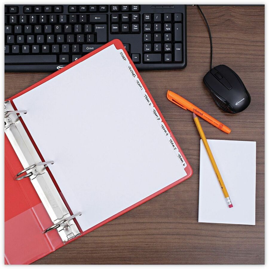 Image of Universal UNV20845 Self-Tab Index Dividers, 8-Tab, 11 x 8.5, White, 24 Sets