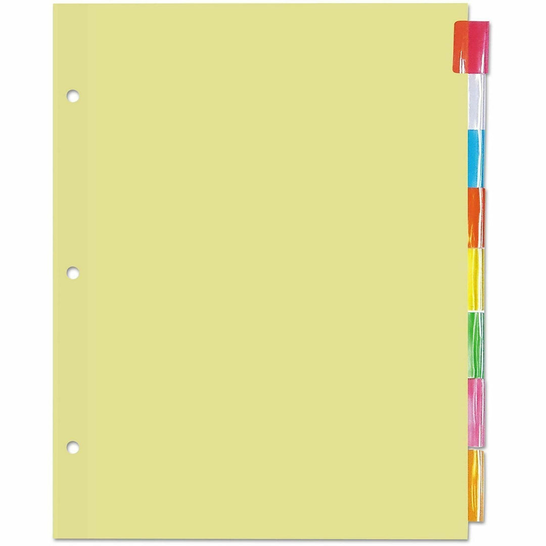 Image of Universal UNV20840 Insertable Tab Index, 8-Tab, 11 x 8.5, Buff, Assorted Tabs, 24 Sets