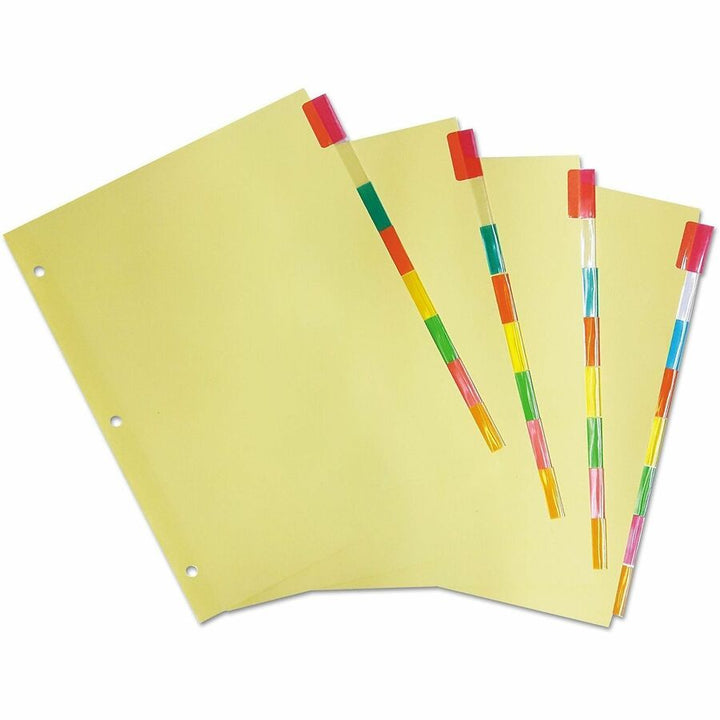 Image of Universal UNV20840 Insertable Tab Index, 8-Tab, 11 x 8.5, Buff, Assorted Tabs, 24 Sets