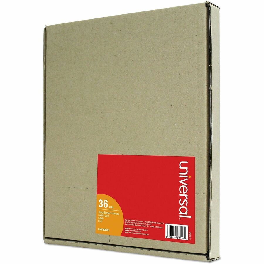 Image of Universal UNV20836 Self-Tab Index Dividers, 5-Tab, 11 x 8.5, Buff, 36 Sets
