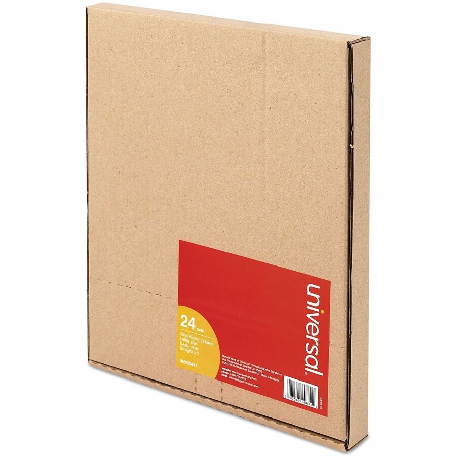 Image of Universal UNV20831 Insertable Tab Index, 5-Tab, 11 x 8.5, Buff, Clear Tabs, 24 Sets