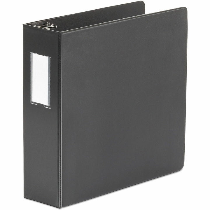 Image of Universal® Deluxe Non-View D-Ring Binder With Label Holder, 3 Rings, 3" Capacity, 11 X 8.5, Black