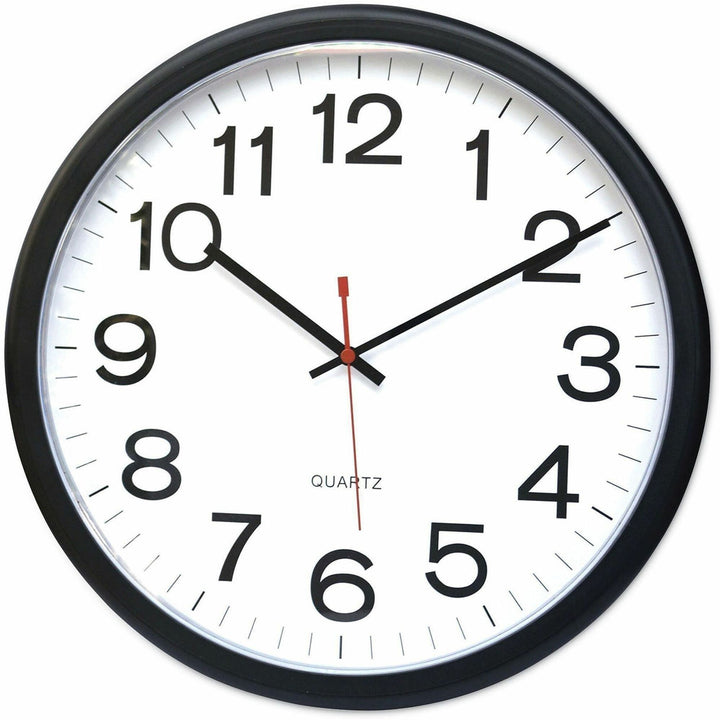 Image of Universal® Indoor/outdoor Round Wall Clock, 13.5" Overall Diameter, Black Case, 1 Aa (sold Separately)