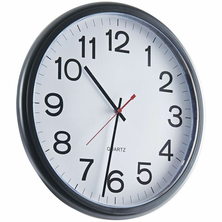 Image of Universal UNV11381 Wall Clock, Analog, Quartz, Black Case, Plastic, 1 Each