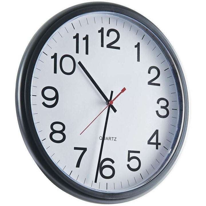 Image of Universal UNV11381 Wall Clock, Analog, Quartz, Black Case, Plastic, 1 Each