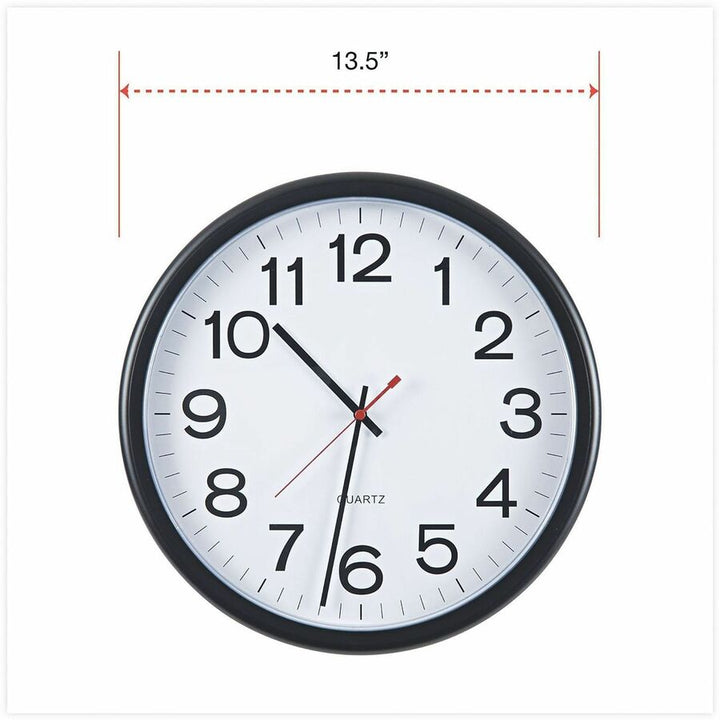 Image of Universal UNV11381 Wall Clock, Analog, Quartz, Black Case, Plastic, 1 Each