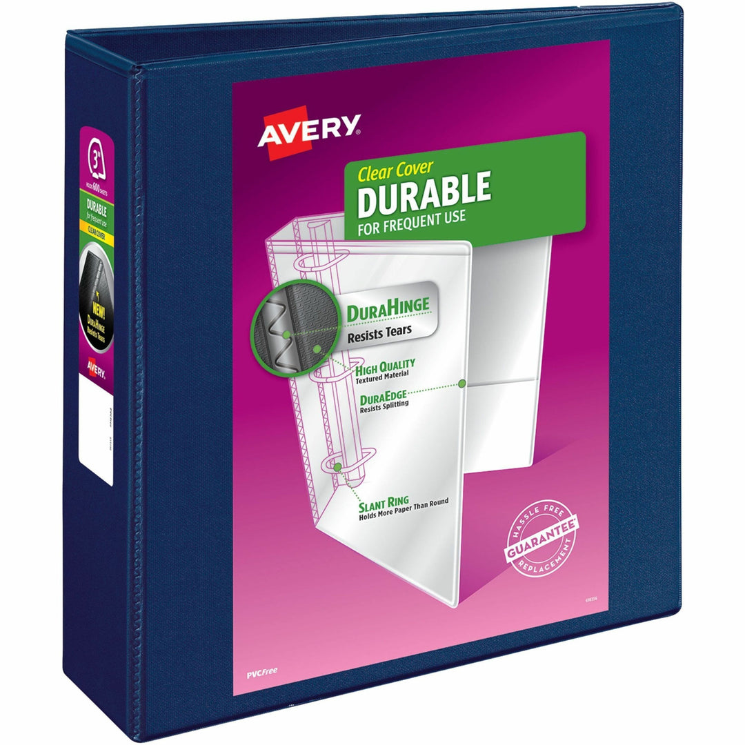 Image of Avery® View Binder, Slant Ring, DuraHinge,3" Cap.,Blue