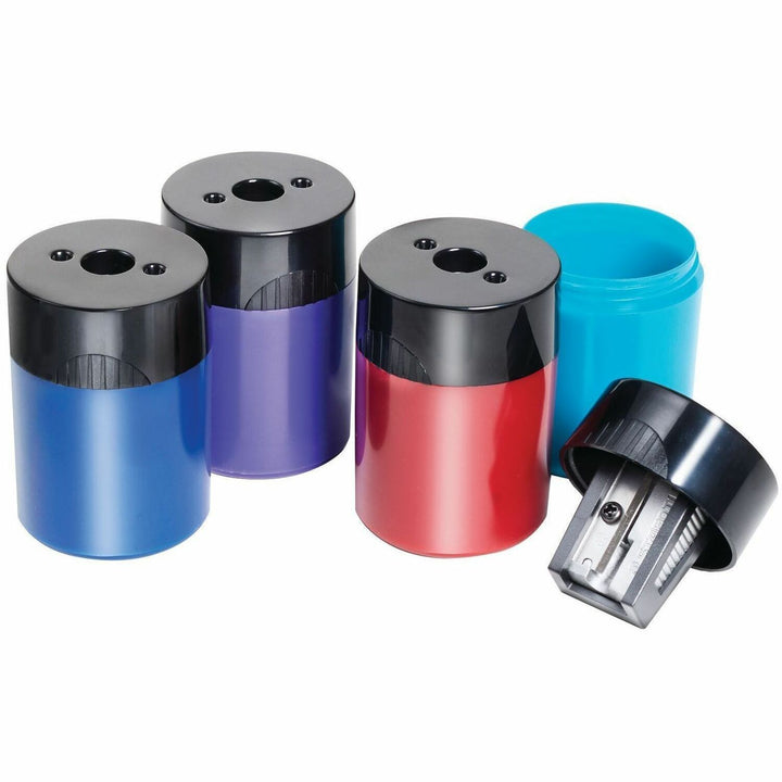Image of Staedtler 511-63 Cylinder Metal Blade Pencil Sharpener, 1 Hole(s), 2.2" H x 1.5" Width, Metal, Assorted, 10 / Box