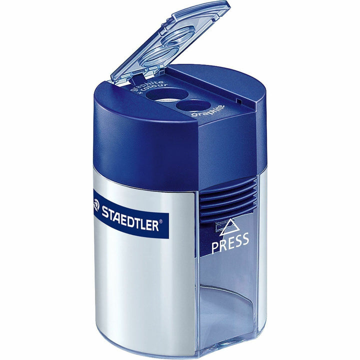 Image of Staedtler 512-001 Double-hole Tub Pencil Sharpener, 2 Hole(s), 1.5" H x 1.5" Width, Plastic, 1 Each