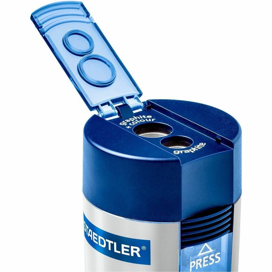 Image of Staedtler 512-001 Double-hole Tub Pencil Sharpener, 2 Hole(s), 1.5" H x 1.5" Width, Plastic, 1 Each
