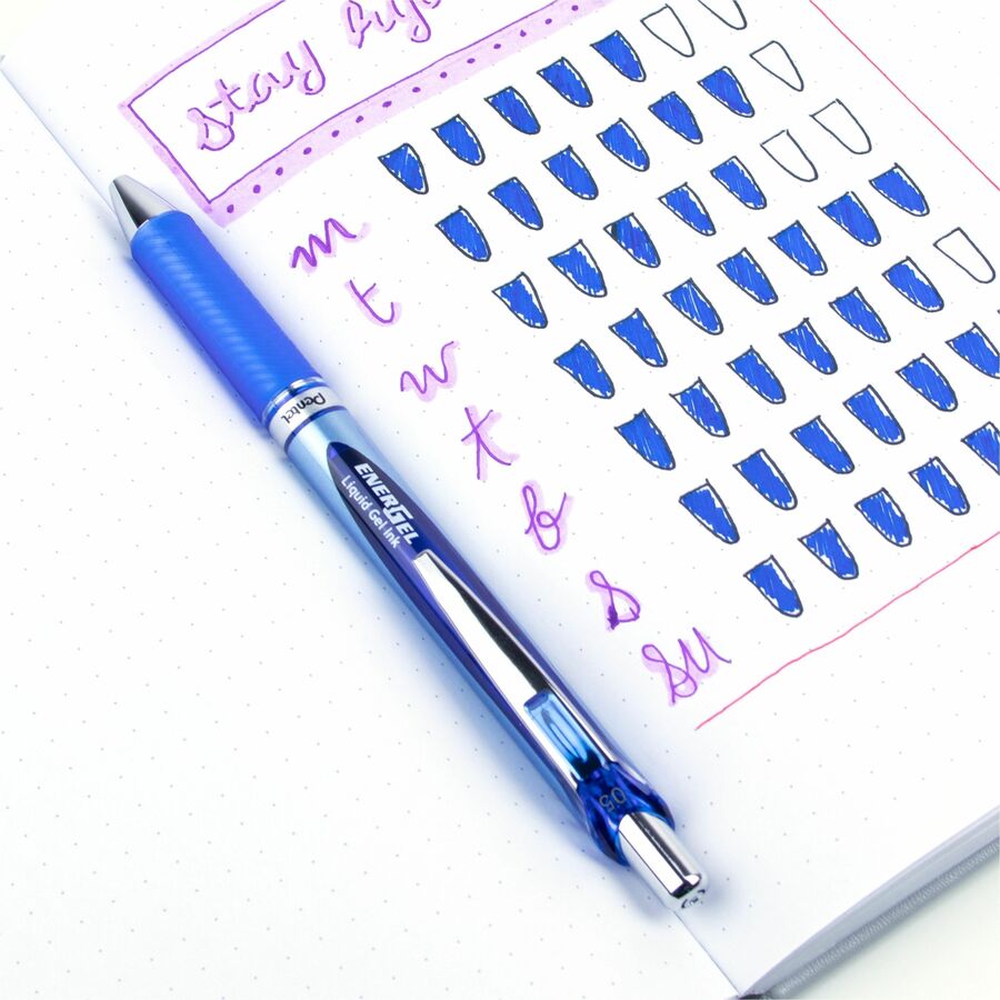 Image of Pentel® EnerGel RTX Gel Pen, Retractable, Fine 0.5 mm, Blue Ink, Blue/Light Blue Barrel