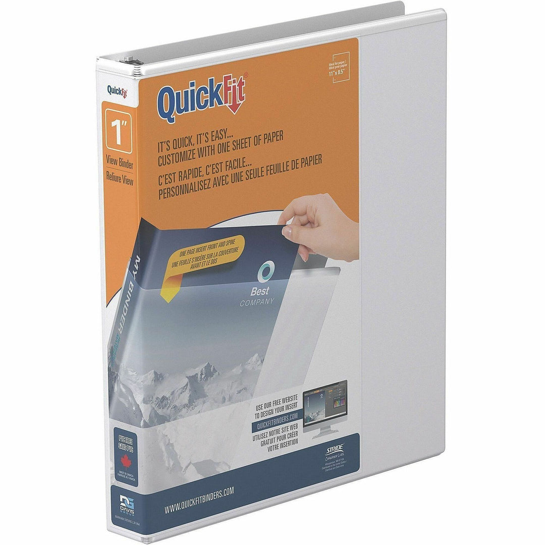 Image of QuickFit 870100 View Binder, 3-Ring Binder, Angle D Ring, 1 Inch, White