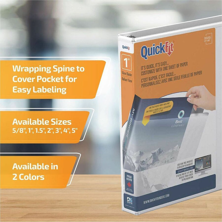 Image of QuickFit 870100 View Binder, 3-Ring Binder, Angle D Ring, 1 Inch, White