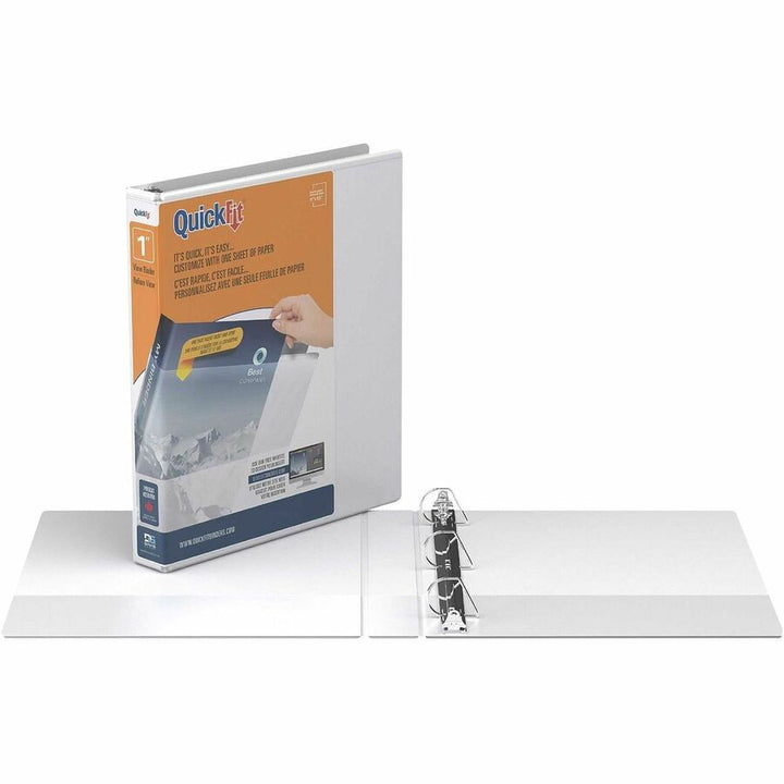 Image of QuickFit 870100 View Binder, 3-Ring Binder, Angle D Ring, 1 Inch, White