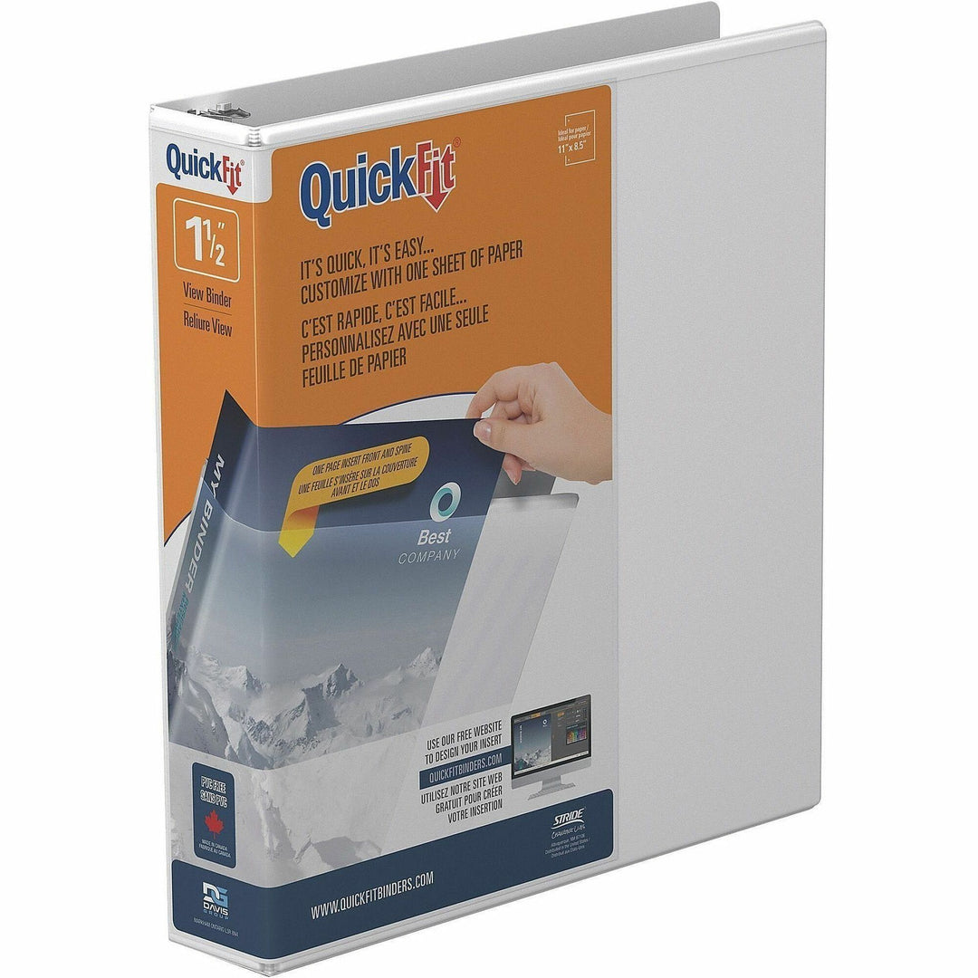 Image of Stride Quickfit D-Ring View Binder, 3 Rings, 1.5" Capacity, 11 X 8.5, White