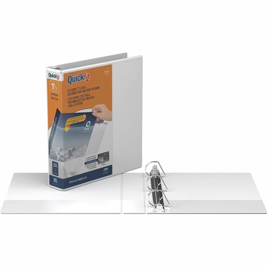 Image of Stride Quickfit D-Ring View Binder, 3 Rings, 1.5" Capacity, 11 X 8.5, White