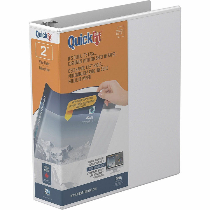 Image of QuickFit 870300 View Binder, 3-Ring Binder, Angle D Ring, 2 Inch, White