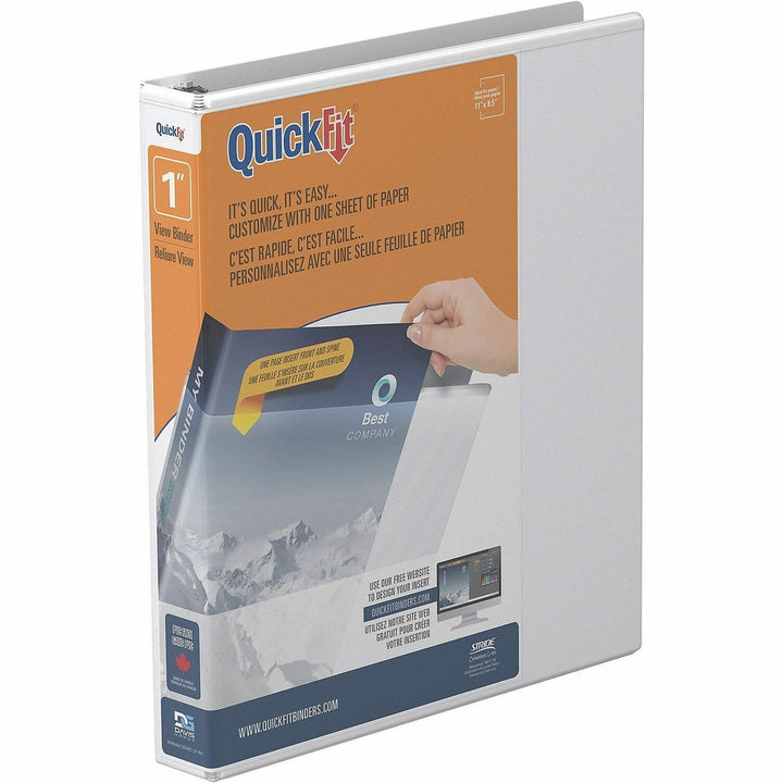 Image of QuickFit Clear View 871100 Clear-View Binder, 3-Ring Binder, Round Ring, 1 Inch, White