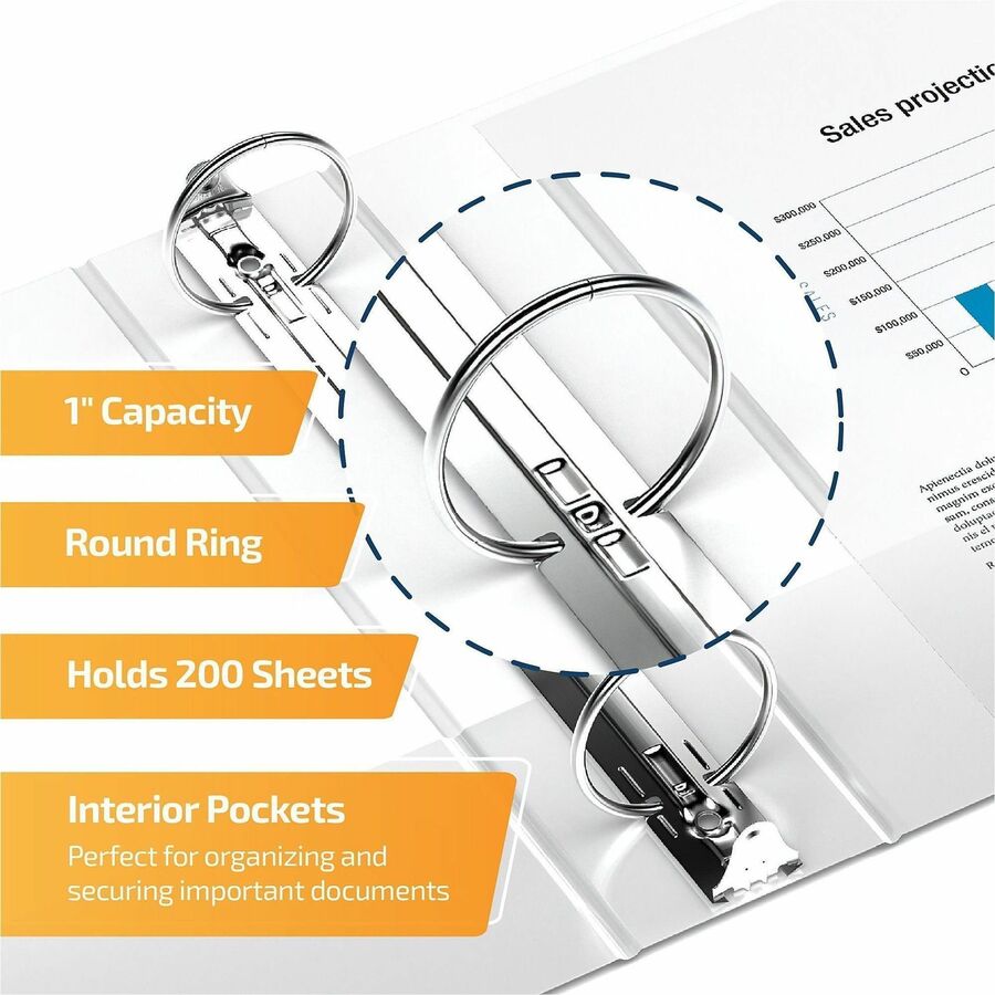 Image of QuickFit Clear View 871100 Clear-View Binder, 3-Ring Binder, Round Ring, 1 Inch, White