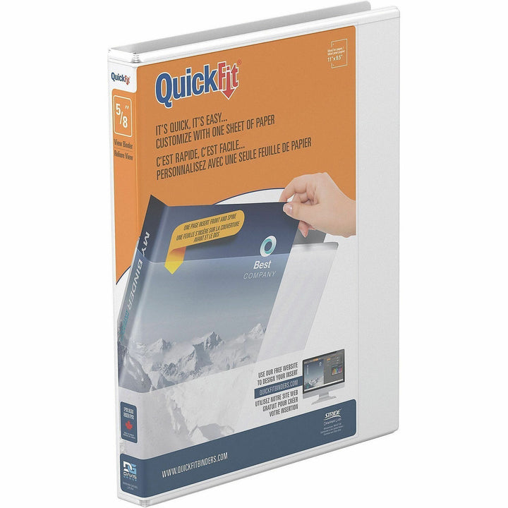 Image of QuickFit 87A000 View Binder, 3-Ring Binder, Angle D Ring, 5/8 Inch, White