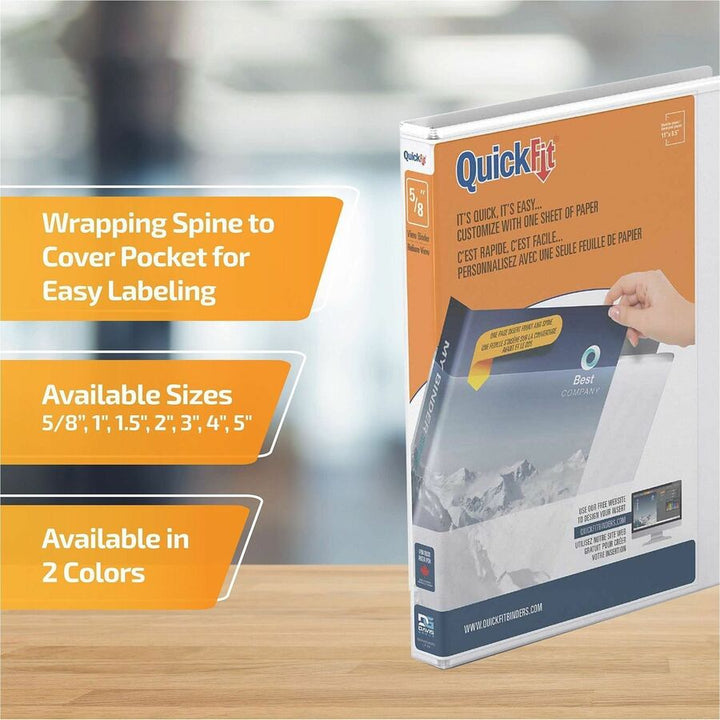Image of QuickFit 87A000 View Binder, 3-Ring Binder, Angle D Ring, 5/8 Inch, White