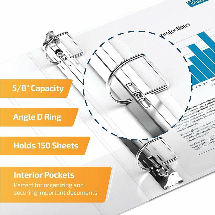 Image of QuickFit 87A000 View Binder, 3-Ring Binder, Angle D Ring, 5/8 Inch, White