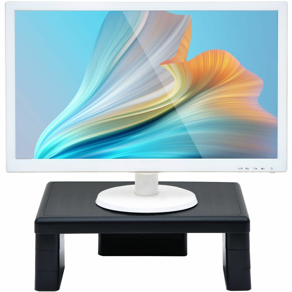 Image of Data Accessories Company Monitor Riser,13"x10-1/2"x1"to4-3/4",66 lb Cap,BK