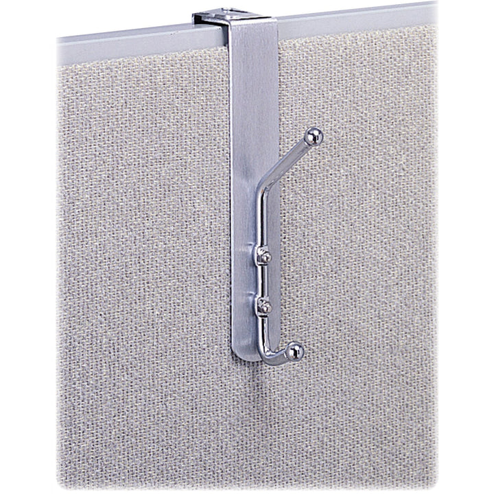 Image of Safco® Over-The-Panel Double-Garment Hook, Satin Aluminum/chrome