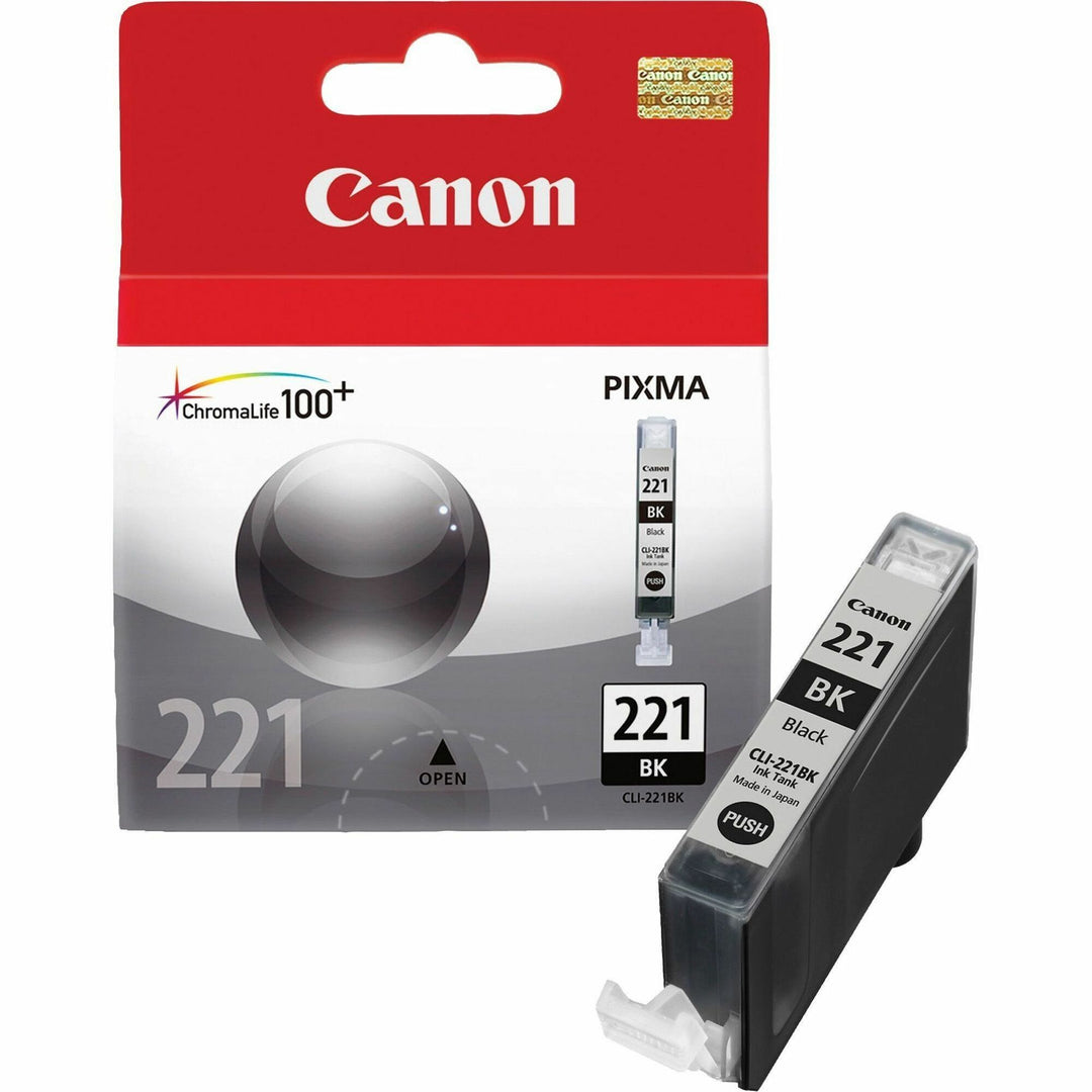 Image of Canon CLI-221BK CLI221 Dye Ink Cartridge, 342 Pages, 1 Each