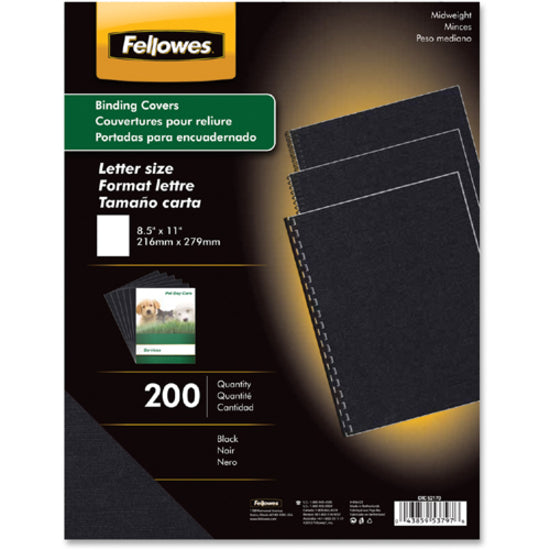 Image of Fellowes® Expressions Linen Texture Presentation Covers for Binding Systems, Black, 11 x 8.5, Unpunched, 200/Pack