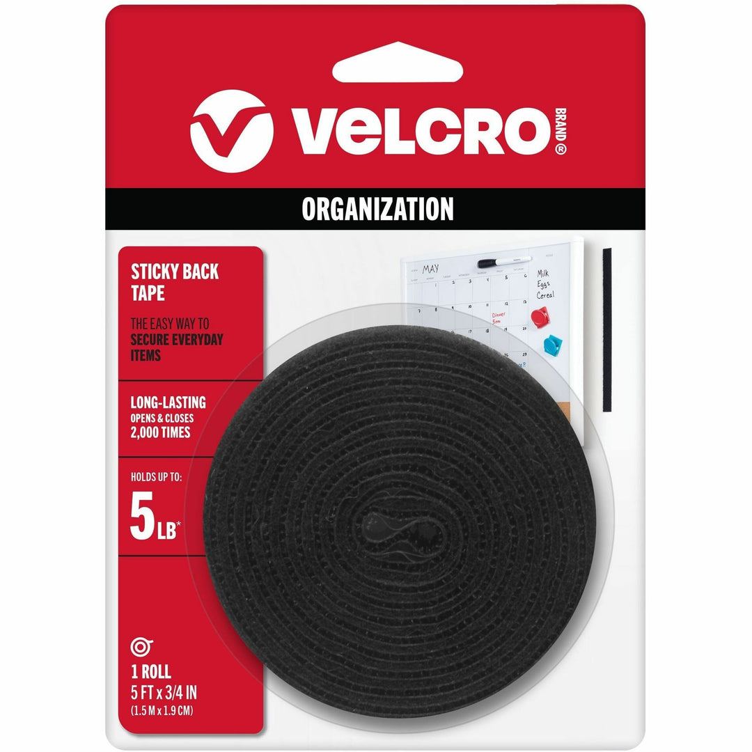 Image of VELCRO® 90086 Sticky Back 5ft x 3/4in Roll Black
