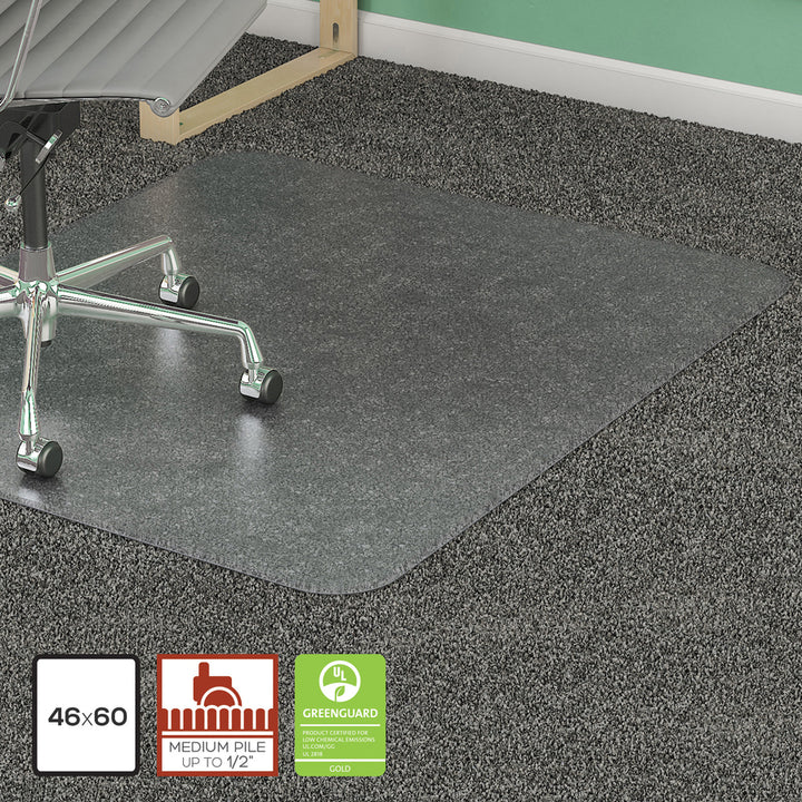Image of Lorell Rectangular Chairmat, Studded, Medium Pile, 46"x60", Clear