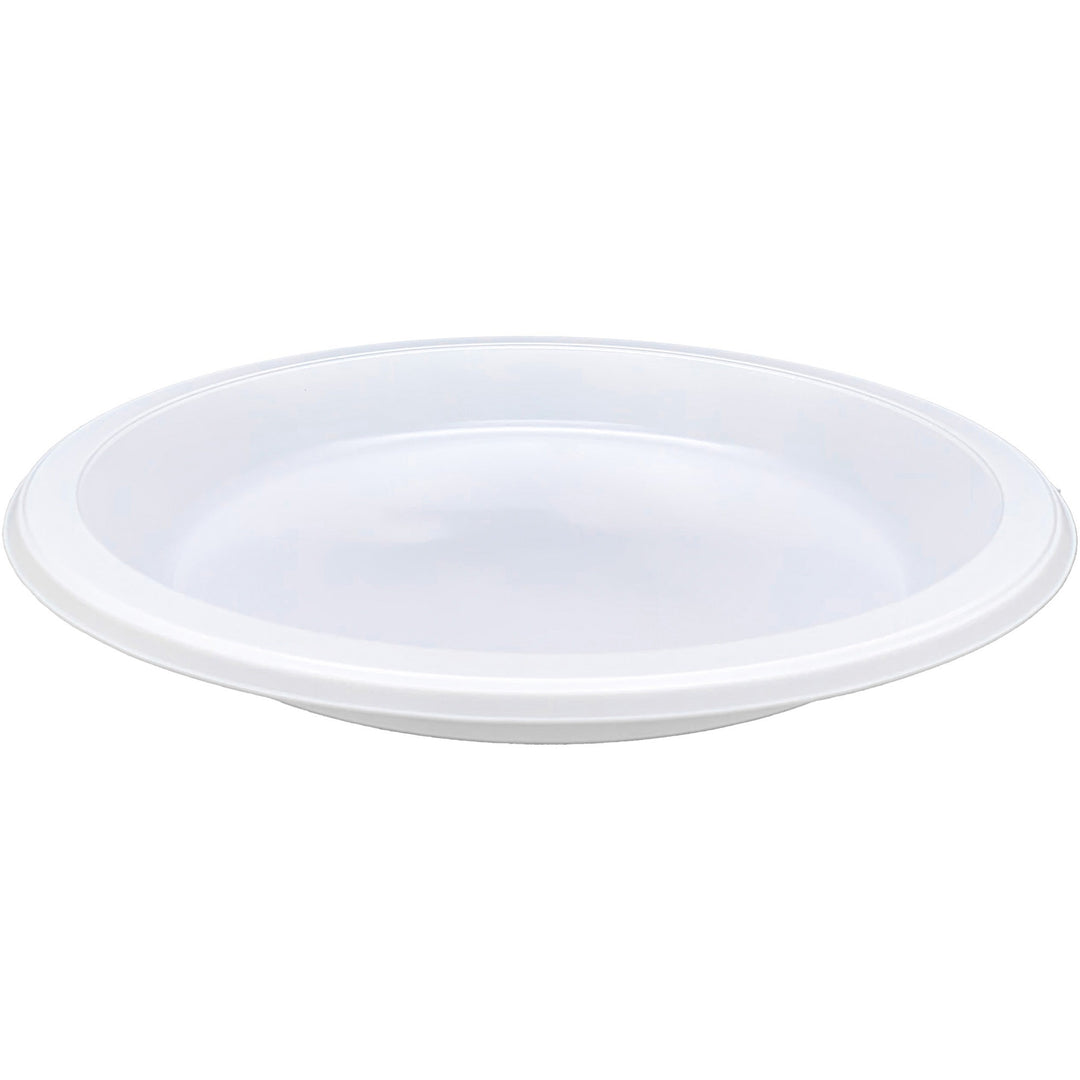 Image of Genuine Joe 10323 10-1/4" Large Plastic Plates, Disposable, 10.3" Diameter, Warm White, Plastic Body, 125 / Pack
