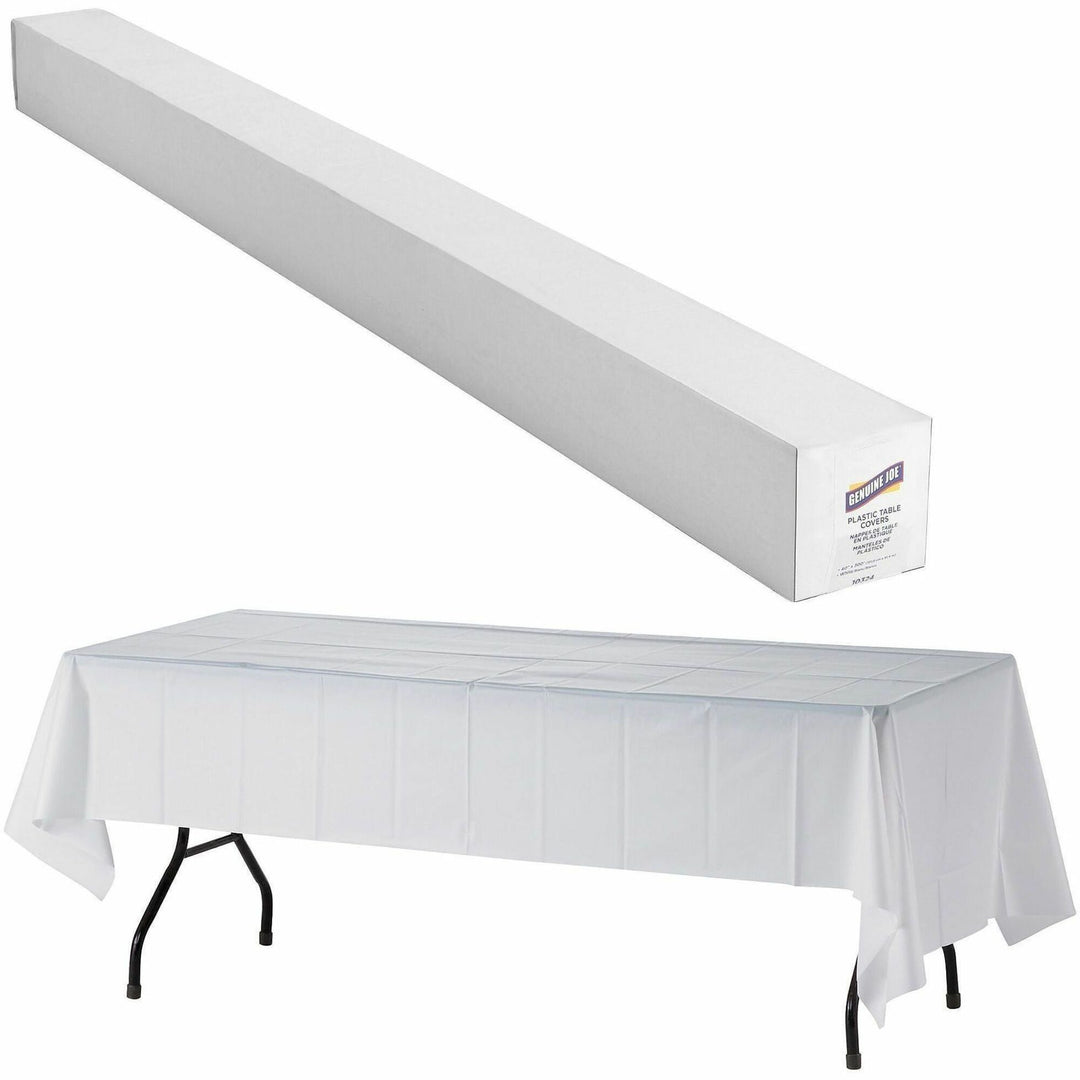 Image of Genuine Joe Table Cover Roll, Plastic, 40"x300', White