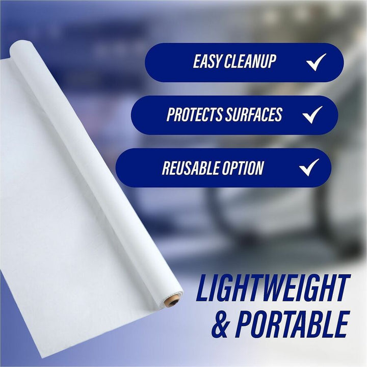 Image of Genuine Joe Table Cover Roll, Plastic, 40"x300', White