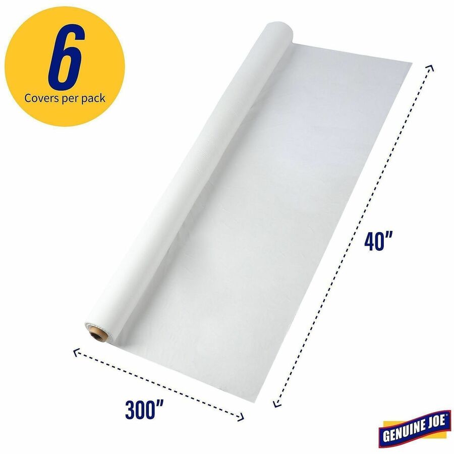 Image of Genuine Joe Table Cover Roll, Plastic, 40"x300', White